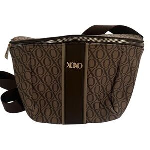 XOXO Patterned Belt Bag in Brown and Black